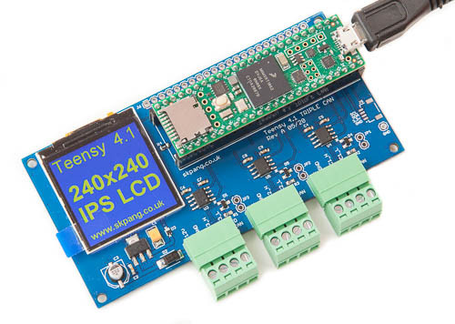 Teensy 4.1 Triple CAN Bus Board With Two CAN 2.0B And One CAN FD Port With 240x240 IPS LCD