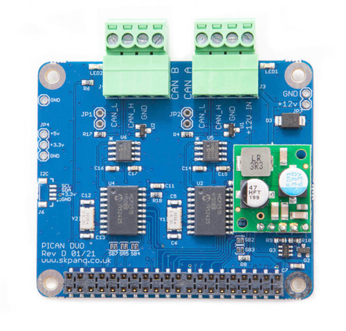 PiCAN2 Duo CAN-Bus Board for Raspberry Pi 4 with 3A SMPS