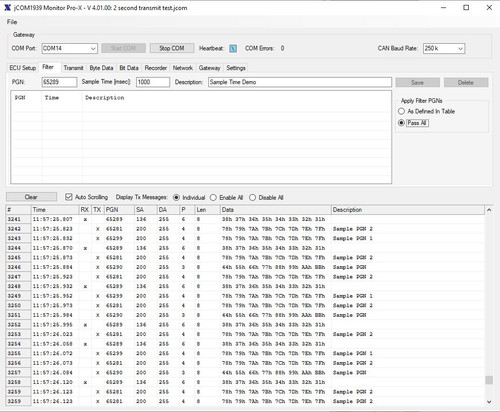 JCOM1939 Monitor Pro-X - Extended SAE J1939 Data Monitor, Recorder, Simulator