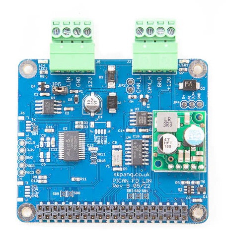 PiCAN FD with LIN Bus and SMPS for Raspberry Pi 