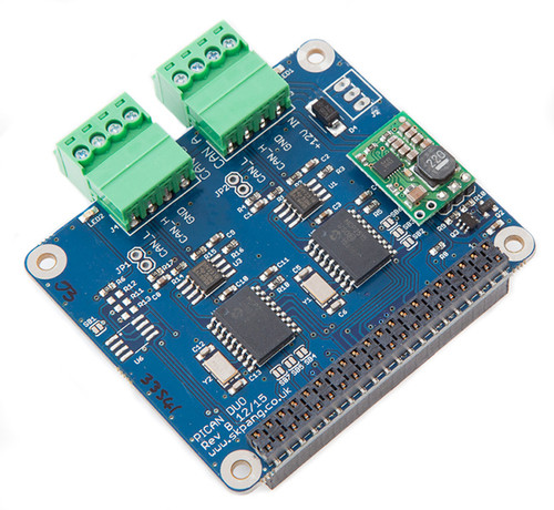 PiCAN2 Duo CAN-Bus Board for Raspberry Pi 2 with SMPS