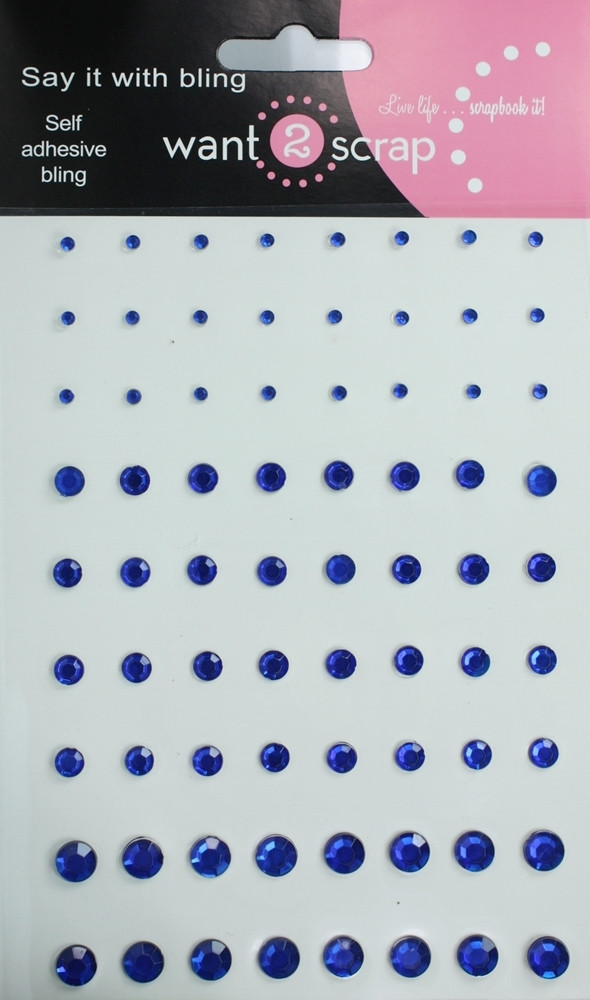 72 Count Royal Blue Rhinestones Self Adhesive Want2Scrap