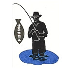 Fisherman in Lake Laser Design