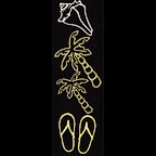 Beach Pack Title Strip with Palm trees, shells and flipflops