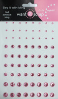 72 Count - Pink Rhinestones - Self Adhesive