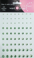 72 Count - Light Green Rhinestones - Self Adhesive