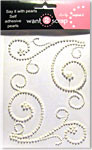 Swirls - White Pearls - Package of 2 - 4" x 4"