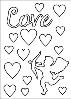 Love-Cupid-Hearts Stencil