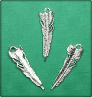 Feather Charm - Antique Silver