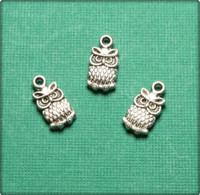 Cute Owl Charm - Antique Silver