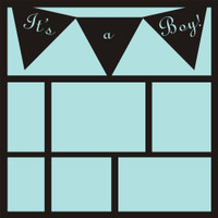 It's a Boy with Pennants - 12x12 Overlay