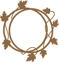 Frame - Round  with Maple Leaves Flourish - Chipboard Embellishment