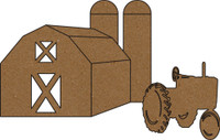 Barn with Tractor and Silos - Chipboard Embellishment