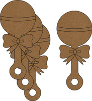 Baby Rattle 4 Pack - Chipboard Embellishment