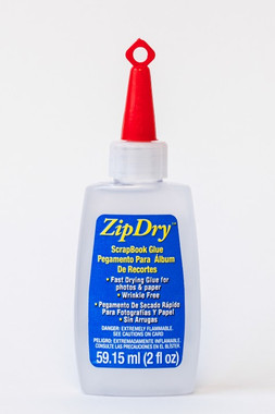 Zip Dry is a premium paper glue with archival quality. It is acid and lignin free for scrapbooks, photo albums, cards, and more. This adhesive will never wrinkle, even tissue or vellum. Strong enough to bond metal, wire, glitter, beads, buttons and more.

Materials It Bonds:
Beads, Glitter, Metal finding, Paper, Paper Crafts, Photos, Small embellishments, Wire

Features:
Crystal Clear Adhesive

Dries Crystal Clear
Fast drying for fast results
Easily removable when wet without leaving any residue.
Acid Free
Lignin Free
Does Not Wrinkle Paper
Archival Quality

Special precision applicator tip for accuracy

Full Dry Time: 10 mins.

Handling Time: 5 mins.