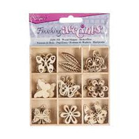 Wood Butterfly Embellishments - 45 pieces