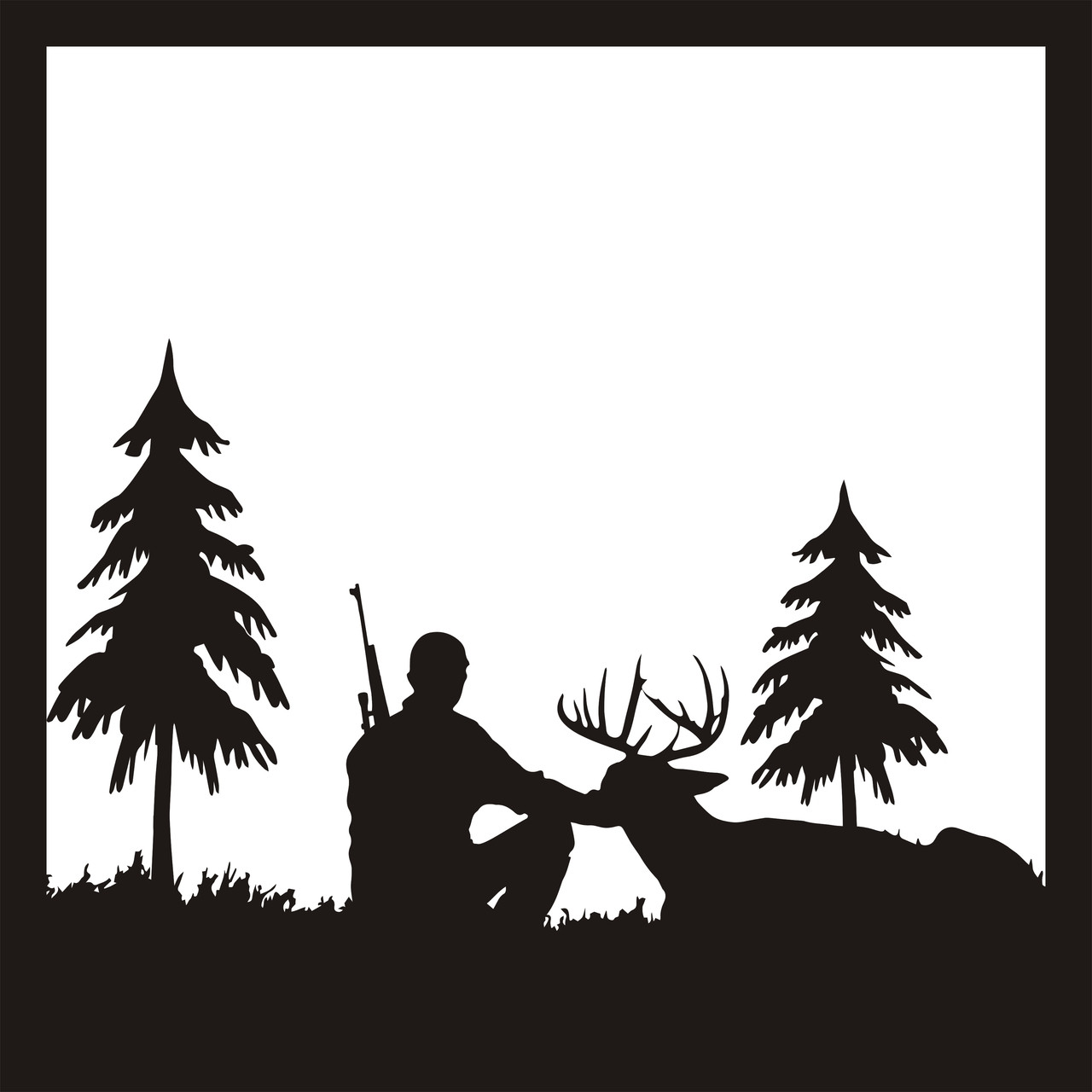 Download Deer Hunter Scene - 12 x 12 Scrapbook Overlay - Want2Scrap