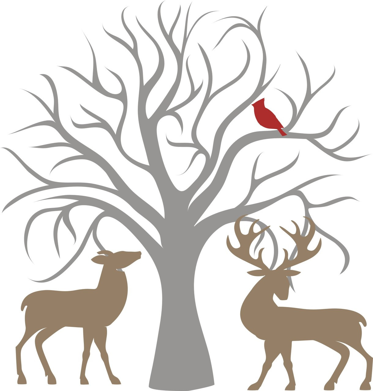 Download Tree, Cardinal & Deer - Laser Die Cut - Want2Scrap
