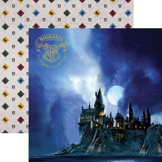 Harry Potter Hogwarts at Night Double Sided Foil Scrapbook Paper 12 x