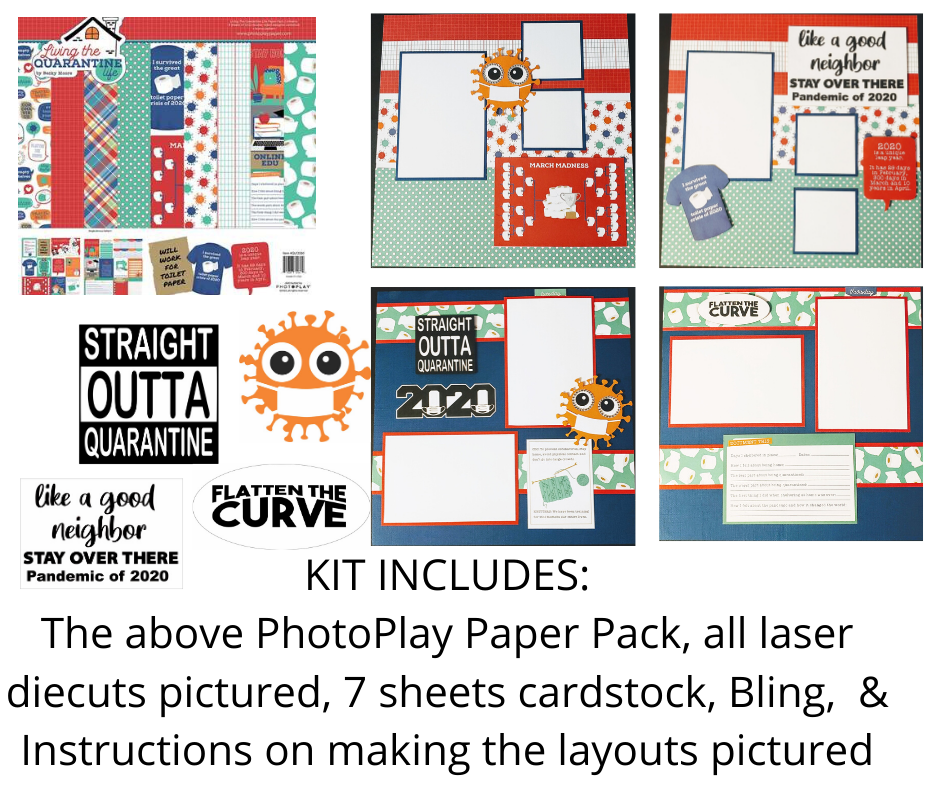 Assembled by you for your scrapbook QUARANTINE AND SCRAP 2 page layout kit Virus Bug