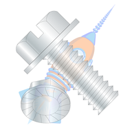 1/4-20 x 1/4 Slotted Indented Hex Washer Head Serrated Machine Screw Fully Threaded Zinc