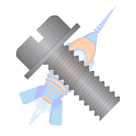 1/4-20 x 1-1/2 Slotted Indented Hex Washer Head Machine Screw Fully Threaded Black Oxide