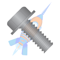 1/4-20 x 1-1/4 Unslotted Indented Hex Washer Head Machine Screw Fully Threaded Black Oxide