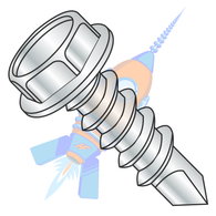 1/4-14 x 1-1/2 .428-.437A/F .172-.190Hd Hgt Unslot Ind Hexwash Self Drilling Full Th Zinc