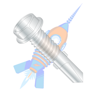 12-24 x 7/8 Unslotted Hexwasher Self Drill Screw #4 Point with Wings Full Thread Zinc