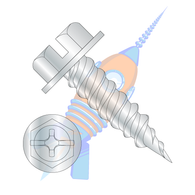 10-12 x 1-1/4 Combo (slot/phil) Ind Hexwasher 1/4" Across Flats F/T Self Piercing Screw Zinc