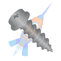 10-12 x 1-1/2 Phillips Indented Hex Washer Self Tapping Screw Type A Full Threaded Black Oxide