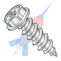 10-12 x 1-1/2 Phillips Indented Hex Washer Self Tapping Screw Type A Fully Threaded Zinc and B