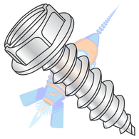 1/4 x 1-1/4 Slot Indented Hex Washer 7/16 A/F Self Tap Screw Type AB F/T Zinc