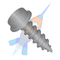 1/4-14 x 1/2 Slotted Indented Hex Washer Self Tapping Screw Type A B Fully Threaded Black Oxi