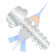 1/4-14 x 1-1/2 Slotted Indented Hex Washer Self Tapping Screw Type B Fully Threaded Zinc
