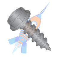 5/16-12 x 1-1/4 Unslotted Indented Hex Washer Self Tap Screw Type AB Full Thread Black Zinc Ba