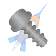 1/4-14 x 1-1/4 Unslotted Indent Hex Washer Self Tapping Screw Type B Full Thread Black Oxide