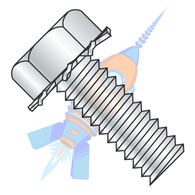 1/4-20 x 1-1/2 Unslot Indent Hex Head 7/16 AF External Sems Machine Screw Full Thread Zinc And