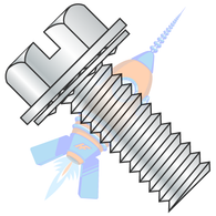 1/4-20 x 1/2 Slotted Indent Hexwasher Internal Sems Machine Screw Full Thread Zinc
