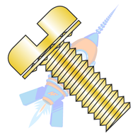 10-32 x 3/8 Slotted Pan Internal Sems Machine Screw Full Thread Zinc and Yellow