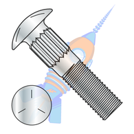 1/4-20 x 1 Ribbed Neck Carriage Bolt Grade 5 Fully Threaded Zinc