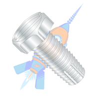 1/4-20 x 1 Slotted Indented Hex Head Thread Cutting Screw Type F Fully Threaded Zinc