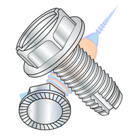 1/4-20 x 1/2 Slot Indent Hex Washer Serrated Thread Cutting Screw Type 1 Full Thread Zinc