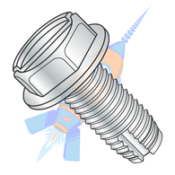1/2-13 x 1-1/2 Slotted Indented Hex Washer Thread Cutting Screw Type 1 Fully Threaded Zinc And