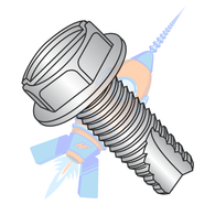 1/4-20 x 1 Slotted Indented Hexwasher Thread Cutting Screw Type23 Fully Thrd 18 8 Stainless