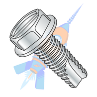 1/4-20 x 1 Slotted Indented Hex Washer Thread Cutting Screw Type 23 Fully Threaded Zinc