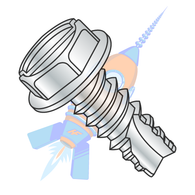 1/4-14 x 1 Slotted Indented Hex Washer Thread Cutting Screw Type 25 Fully Threaded Zinc ANd