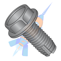 1/4-20 x 3/8 Unslotted Indented Hex Washer Thread Cutting Screw Type 1 Fully Threaded Black O