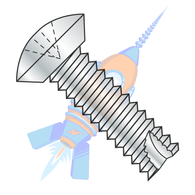 10-24 x 3/8 Phillips Oval Undercut Thread Cutting Screw Type 23 Fully Threaded Zinc
