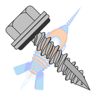 10-16 x 1-1/2 Pole Barn Screw Type 17 Point Hi-Lo w/Bonded NEO EPDM Hex Washer Mechanical Galv